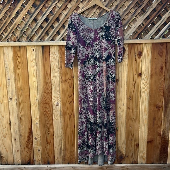 Peruvian Connection Maxi Dress Pima Cotton Blend Floral Bohemian Festival Summer - Picture 1 of 8
